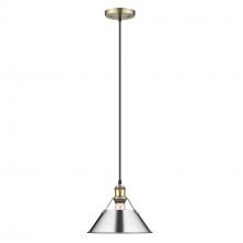  3306-M AB-CH - Orwell AB Medium Pendant - 10" in Aged Brass with Chrome shade